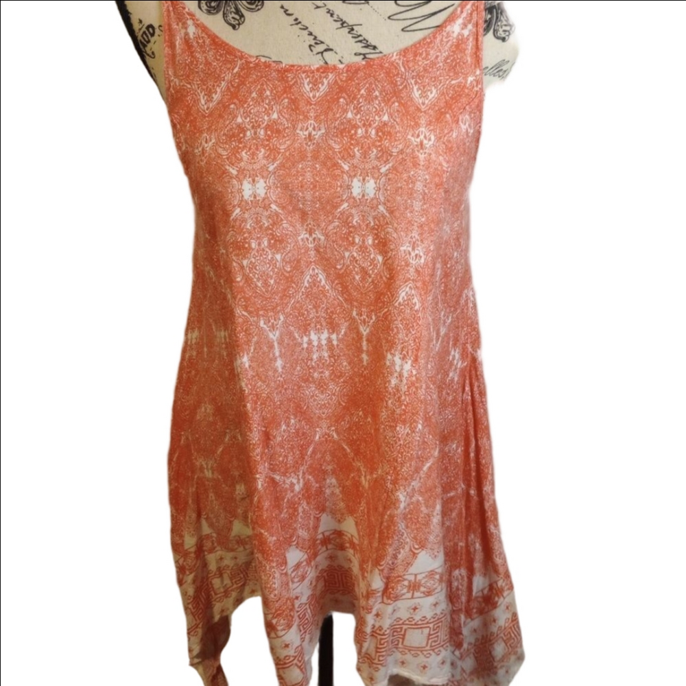 Khalsa Creations Orange White Tunic Tank Top Medium